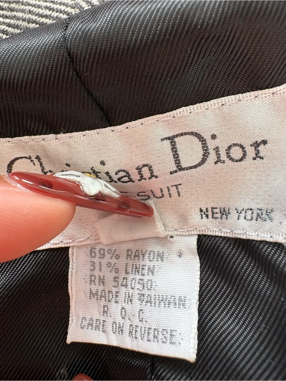 Dior Cropped Plaid Shawl Collar Jacket - Black & Grey